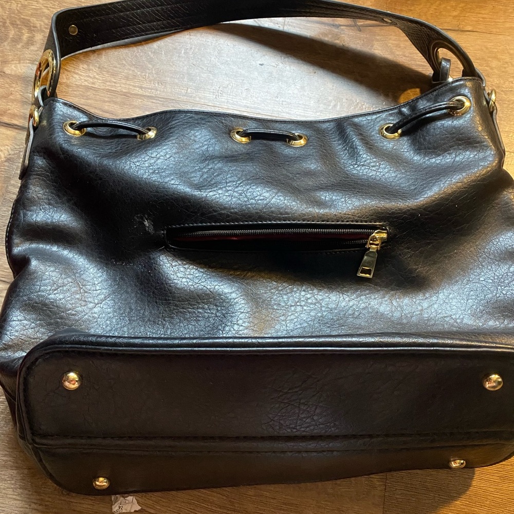 Michael Kors Black Shoulder Bag with Gold Accents